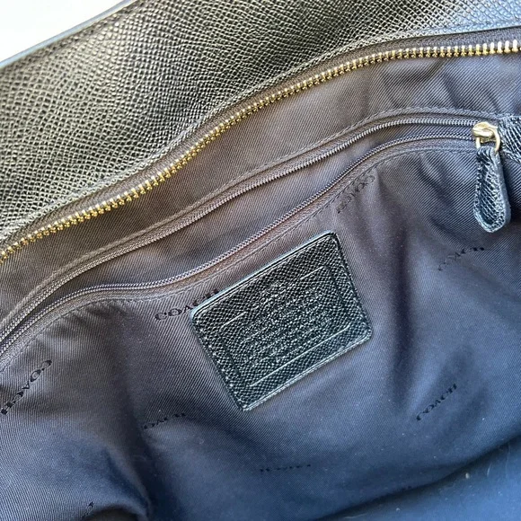 Coach Turnlock Tote Black Crossgrain Leather Large Shoulder black